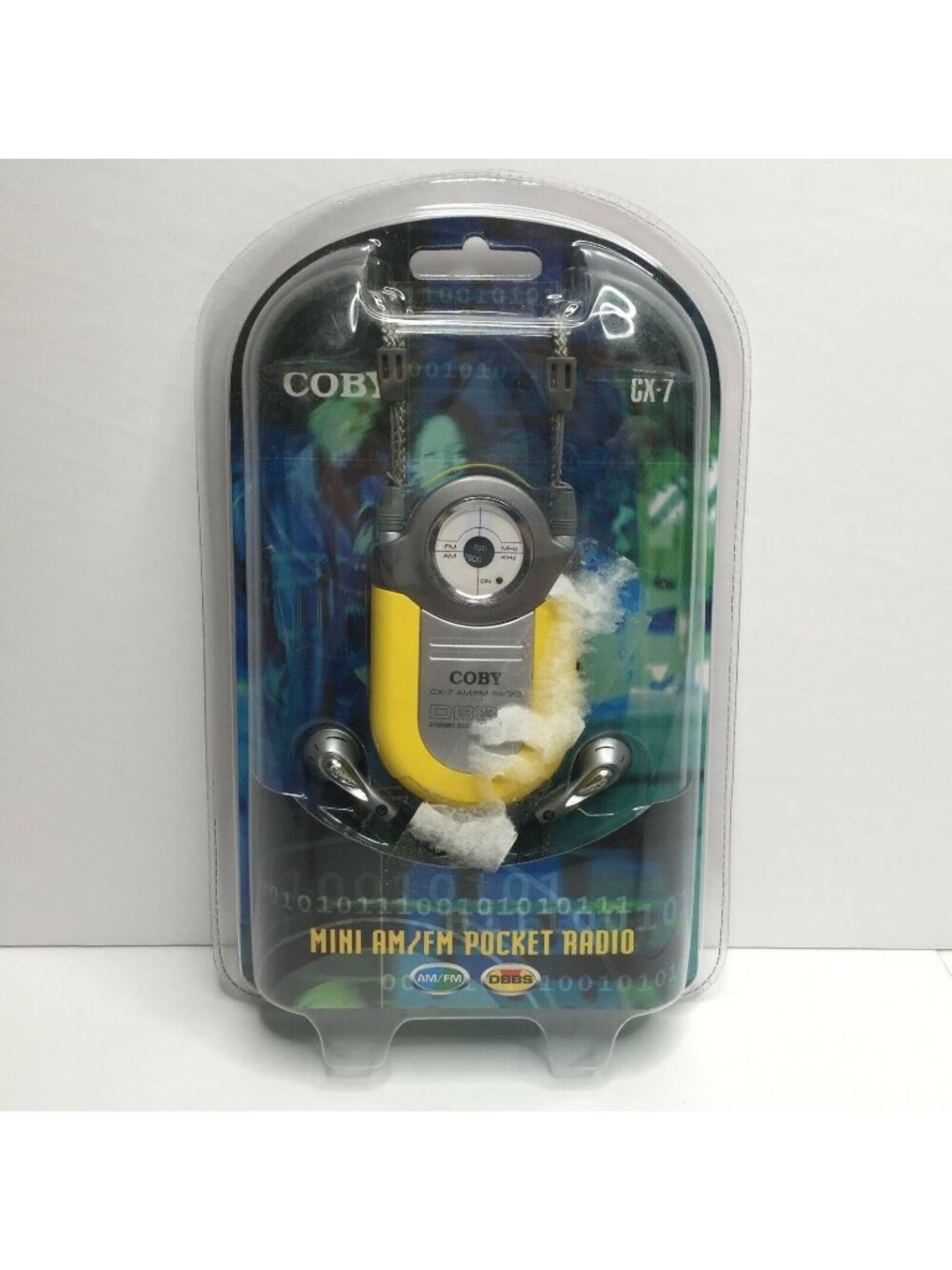 Coby Dynamic Bass Boost System Yellow CX-7 AM/FM Radio Mini Pocket Radio Earbuds